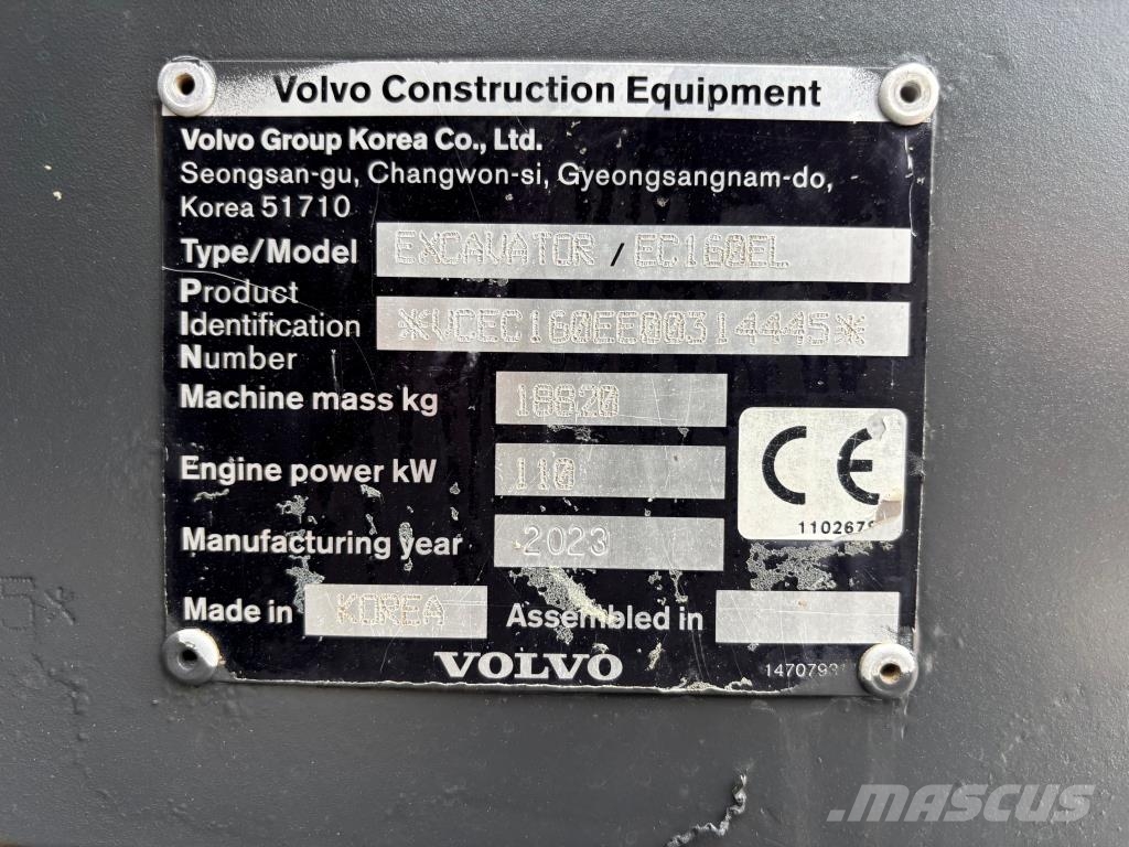 Volvo EC160EL + RASVARI + LÄMMITIN + STEELWRIST X26 PIHD 履带挖掘机