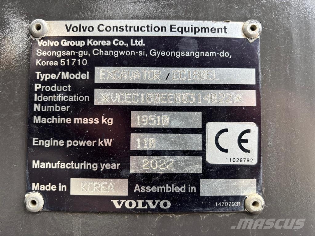 Volvo EC180EL + 800MM TELAT + RASVARI + LÄMMITIN + EC226 Pelle sur chenilles
