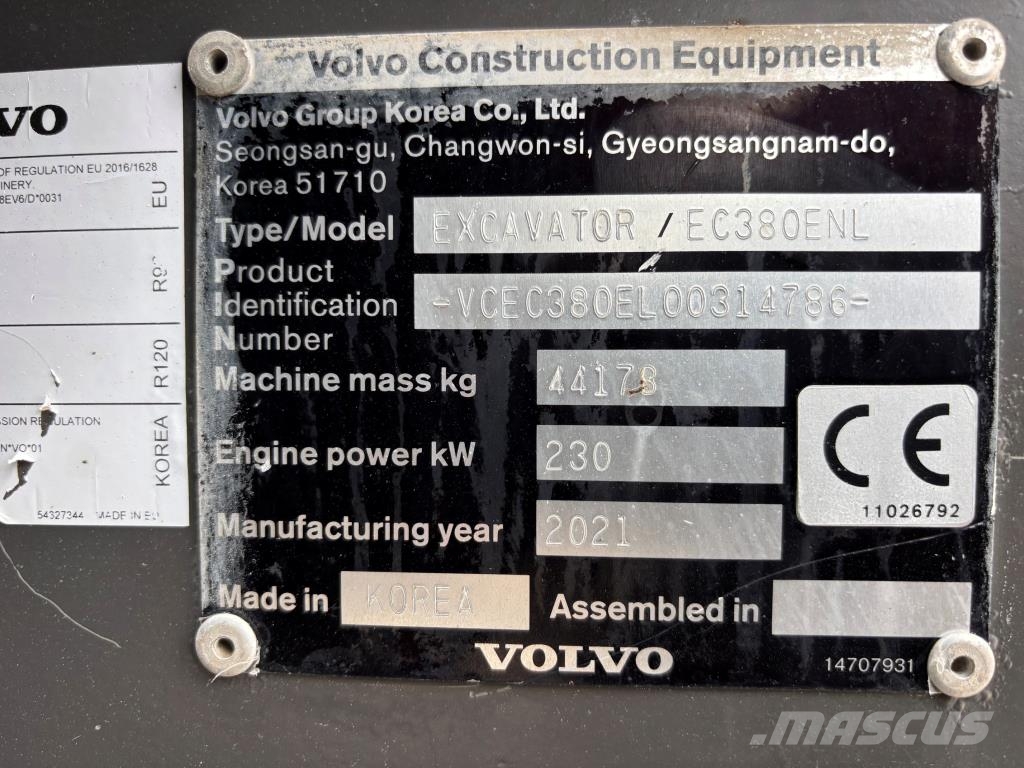 Volvo EC380ELN SUORAPUOMI + KAHDET PROBO HYDRAULIIKAT +  حفارات زحافة