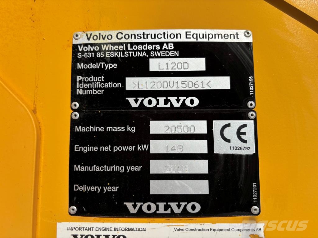Volvo L120D + PIKALIITIN + LISÄHYDRAULIIKKA + BSS + ILMA Iekrāvēji uz riteņiem