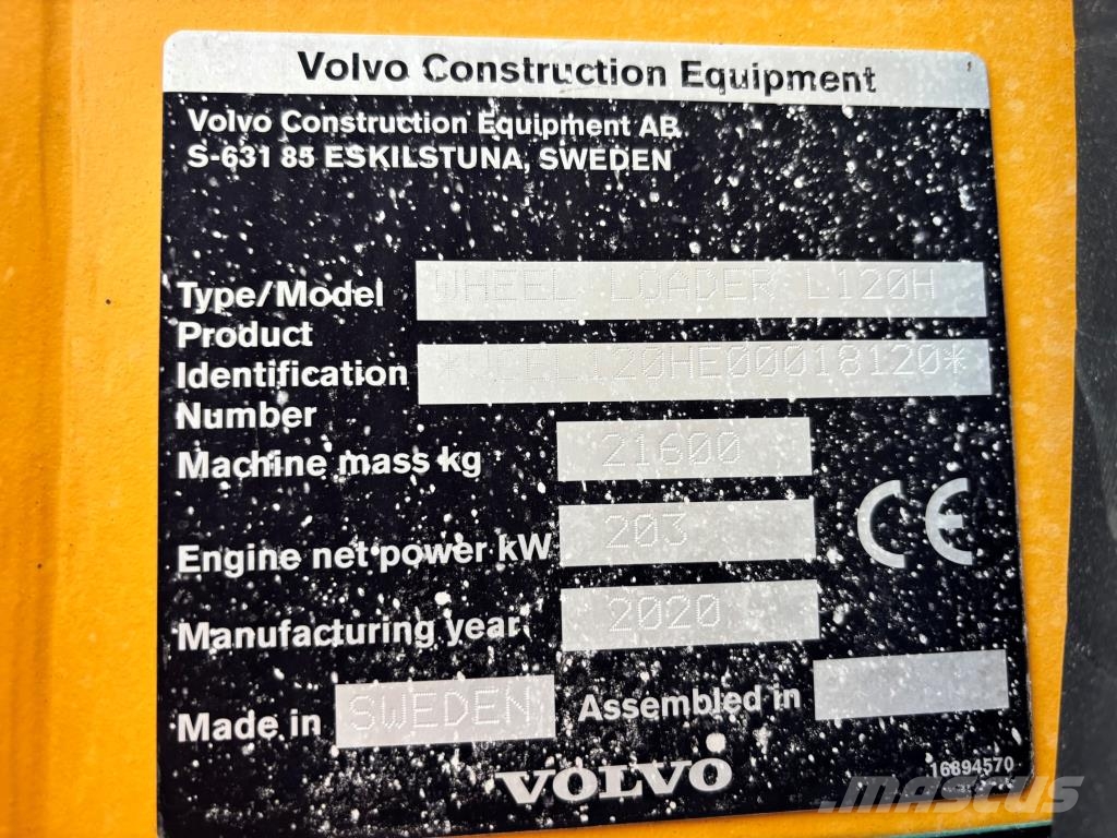 Volvo L120H PITKÄAISA + PIKALIITIN + LISÄHYDRAULIIKKA + Utovarivači na kotačima