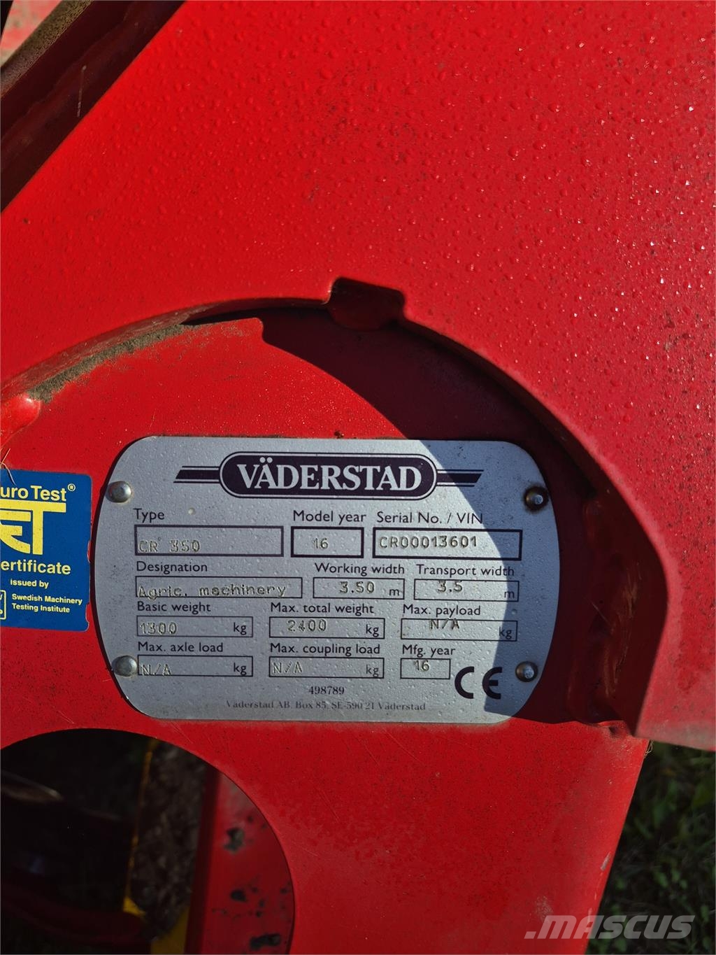 Väderstad CARRIER CR 350 Muut maanmuokkauskoneet ja lisävarusteet