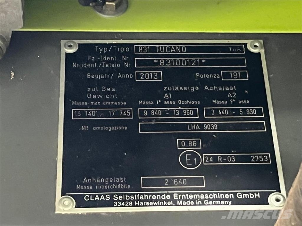CLAAS 430 Tucano Θεριζοαλωνιστικές μηχανές