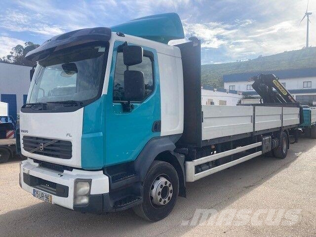 Volvo FLL FL7 II / FE7 4X2 Caixa Aberta com Grua e Coman Вантажівки-платформи/бокове розвантаження