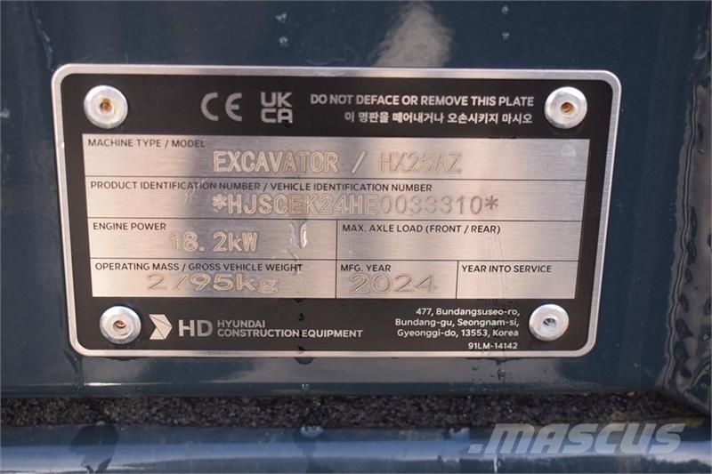 Hyundai HX 25A Z NY MODEL Miniexcavadoras