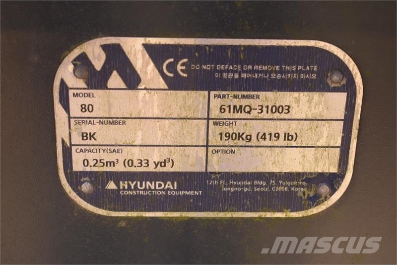 Hyundai HX10A 1 TONS & 8 TONS GRAVESKOVL Buckets