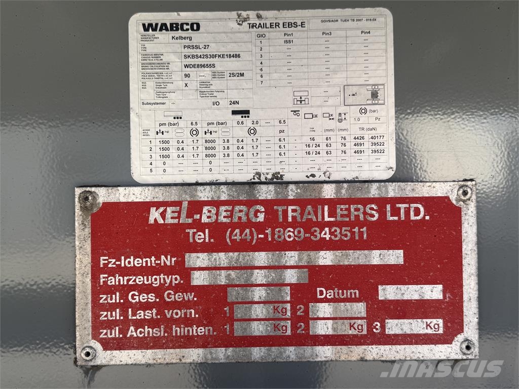 Kel-Berg 3-aks gardintrailer stålbund + Zepro 2500kg lift Tents puspiekabes