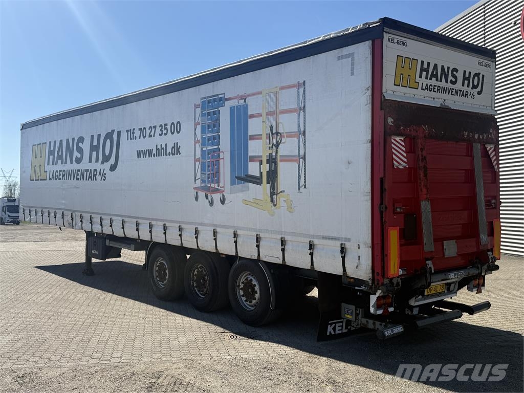 Kel-Berg 3-aks gardintrailer stålbund + Zepro 2500kg lift Tents puspiekabes