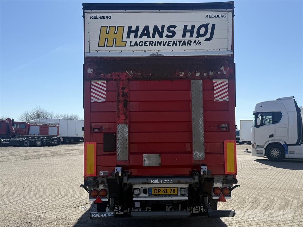 Kel-Berg 3-aks gardintrailer stålbund + Zepro 2500kg lift Tents puspiekabes