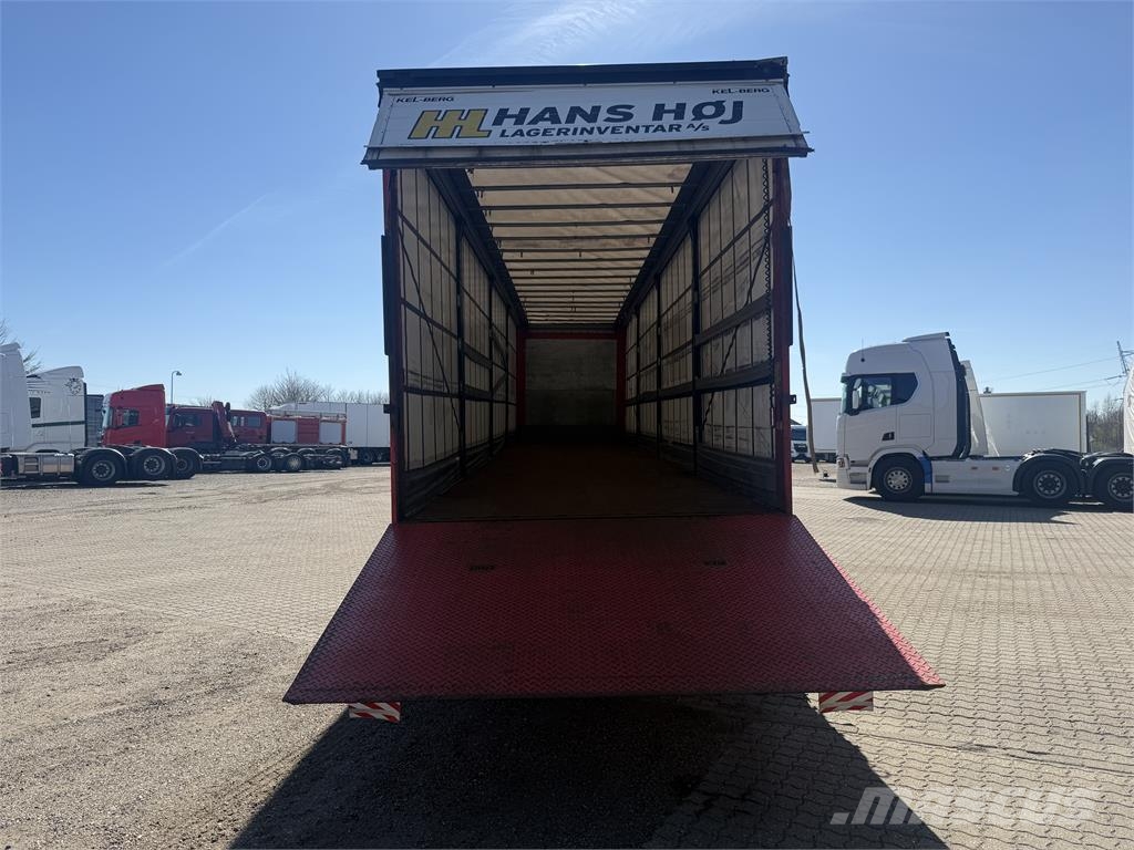 Kel-Berg 3-aks gardintrailer stålbund + Zepro 2500kg lift Tents puspiekabes
