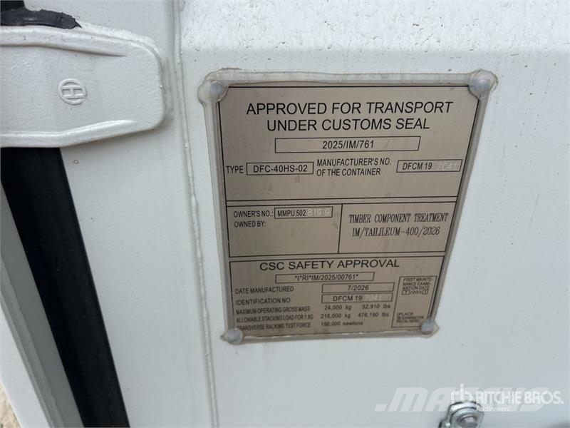 40 ft High Cube Multi-Door Storage Container (Unus 貯蔵