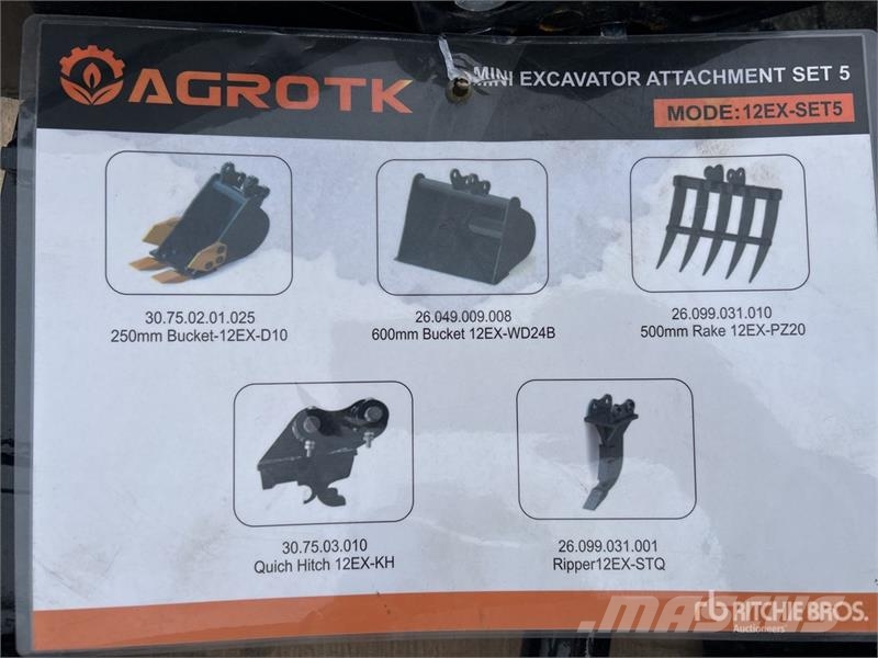 AGT 12EX-SET5 Quantity of (5) Mini Excavator Attachmen مكونات أخرى