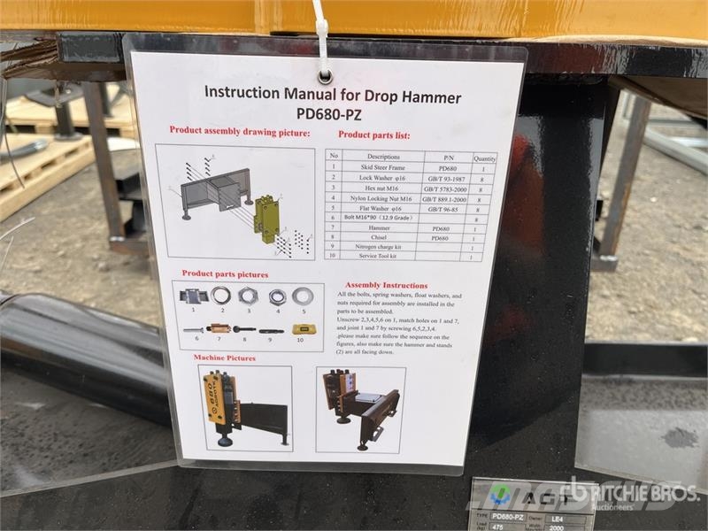 AGT PD680-PZ Hydraulic Skid Steer Post Driver (Unused) Fencing equipment