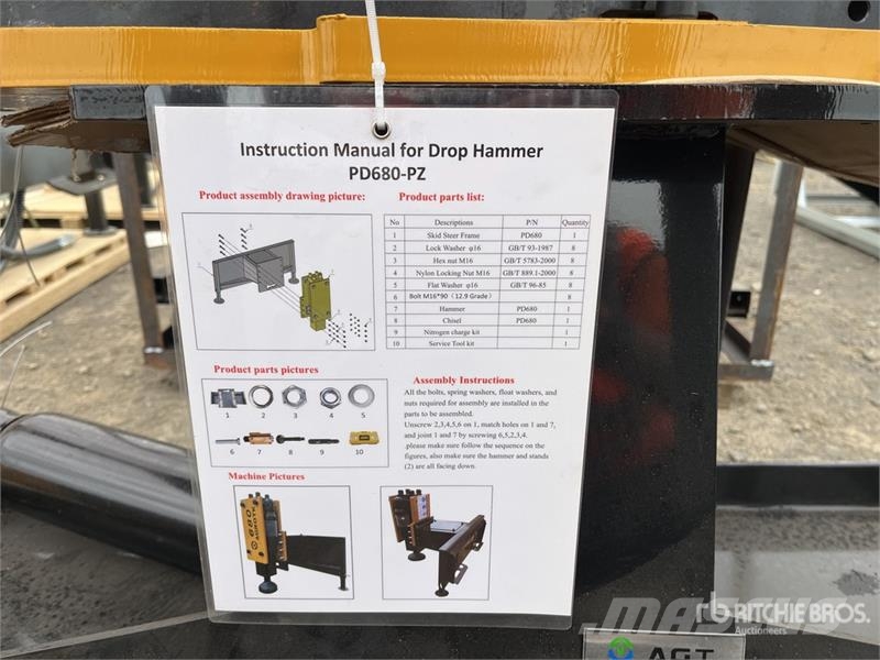 AGT PD680-PZ Hydraulic Skid Steer Post Driver (Unused) Fencing equipment