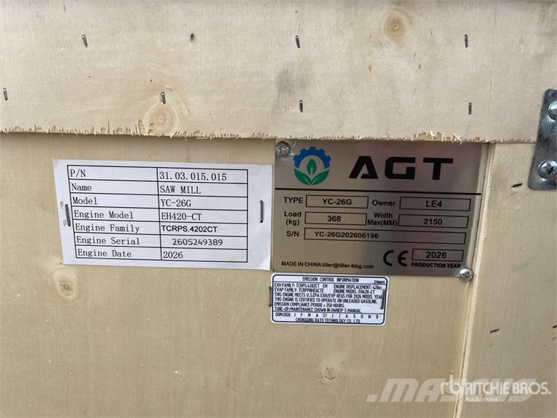 AGT YC-26G Portable Sawmill (Unused) Máquina de sierra