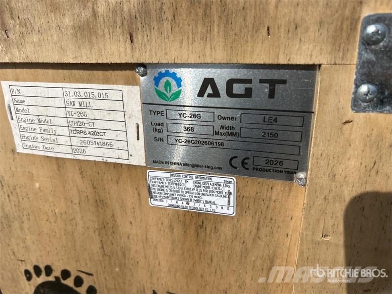 AGT YC-26G Portable Sawmill (Unused) Zaagmachines