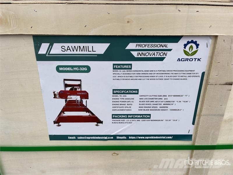 AGT YC32-G Portable Sawmill (Unused) Máquina de sierra