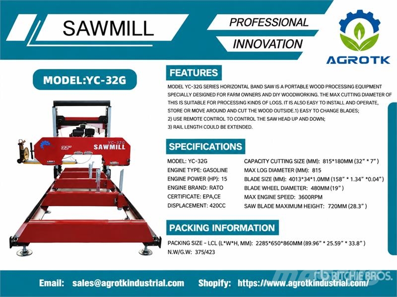 AGT YC32-G Portable Sawmill (Unused) Lentpjūvės