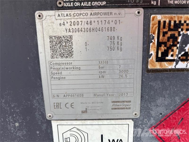 Atlas Copco 130 CFM 123 cfm Mobile Air Compressor Compressors