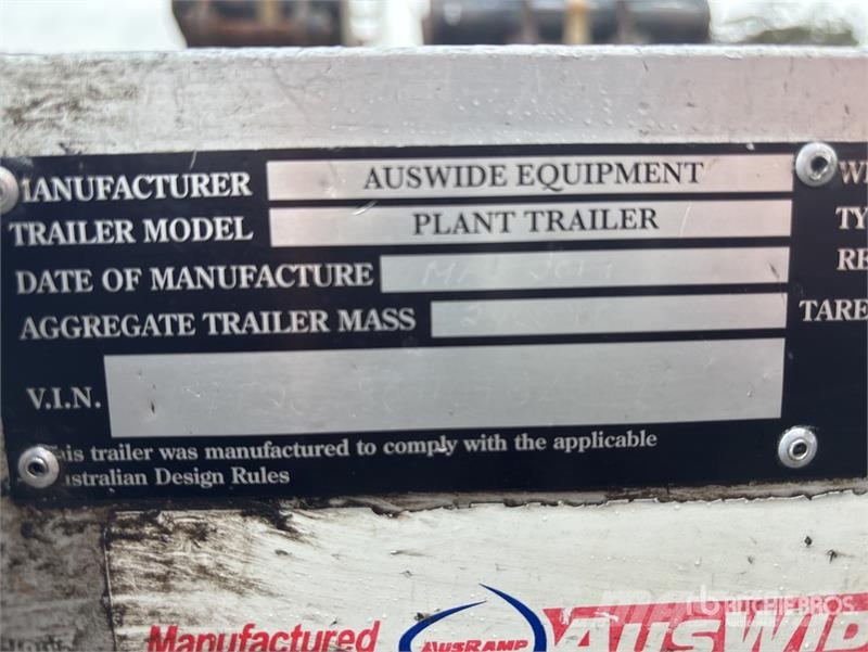 Auswide Equipment Plant Trailer 2 m Bogie/A Equipm Autotreilerid