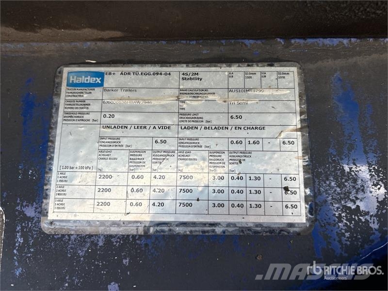 Barker 13.3 m Tri/A Moving Floor Trailer Schubbodenauflieger