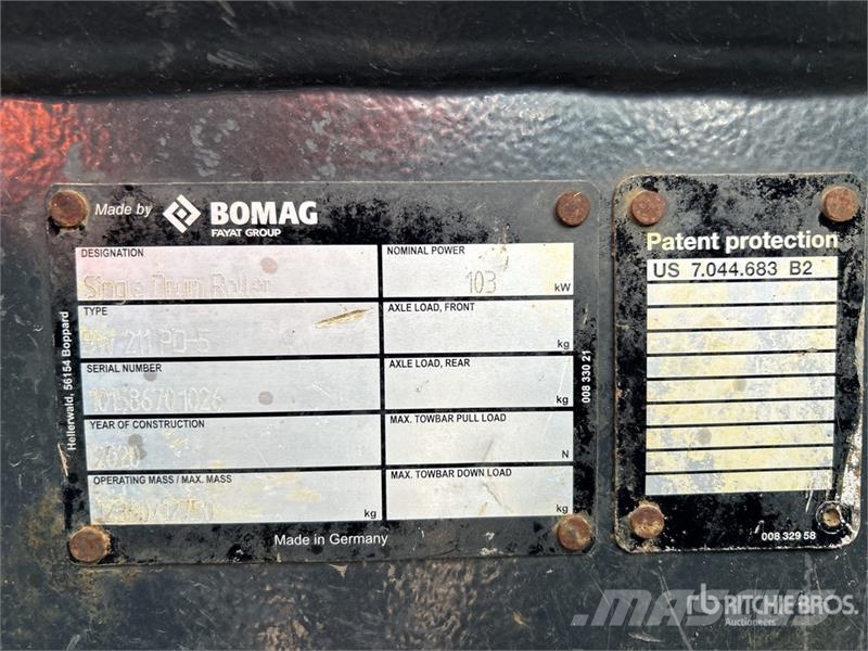 Bomag BW211PD-5 Padfoot Drum Compactor Egydobos hengerek