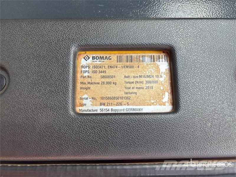 Bomag BW213D-5 Smooth Drum Compactor Rodillos de un solo tambor