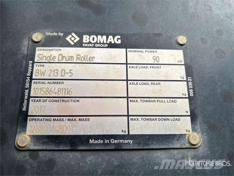 Bomag BW213D-5 Smooth Drum Compactor Single drum rollers