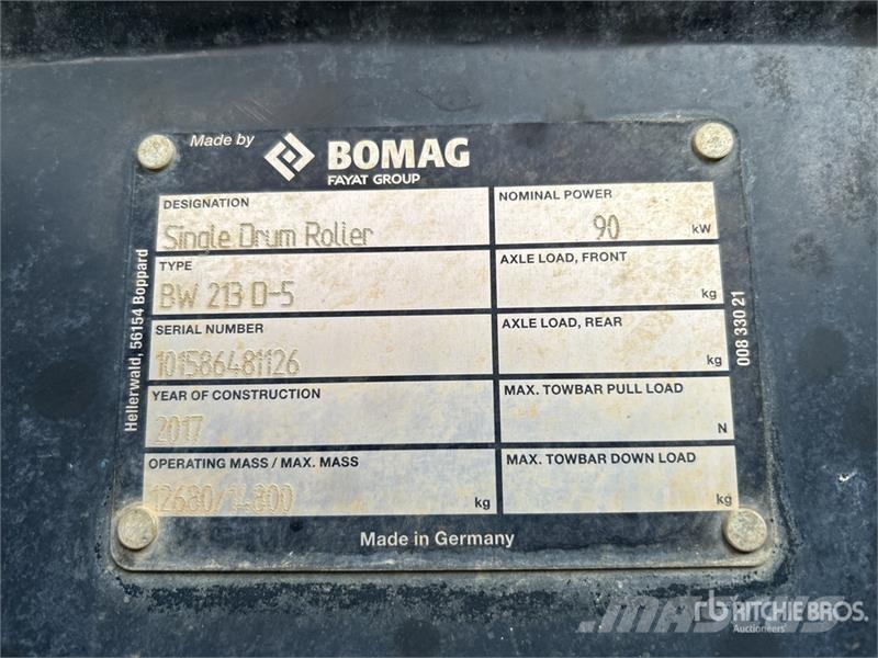 Bomag BW213D5 Smooth Drum Compactor Valjci sa jednim bubnjem