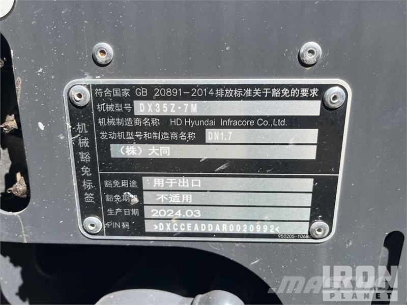Develon DX35Z-7M Mini Excavator (Unused) Minigravemaskiner