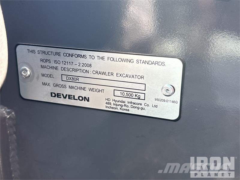 Develon DX80R Tracked Excavator (Unused) Bagri goseničarji