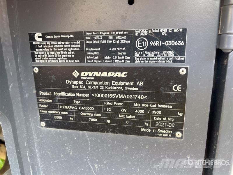 Dynapac CA1500D Smooth Drum Compactor Egydobos hengerek