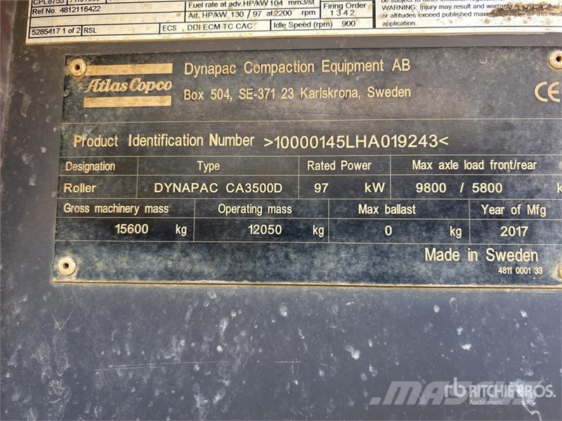 Dynapac CA3500D Smooth Drum Compactor Compactoare monocilindrice