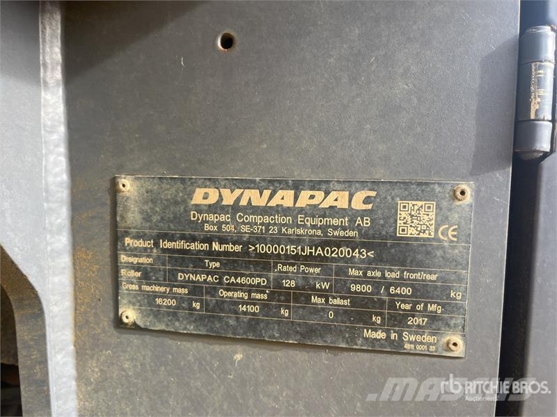 Dynapac CA4600PD Padfoot Drum Compactor Yksivalssijyrät