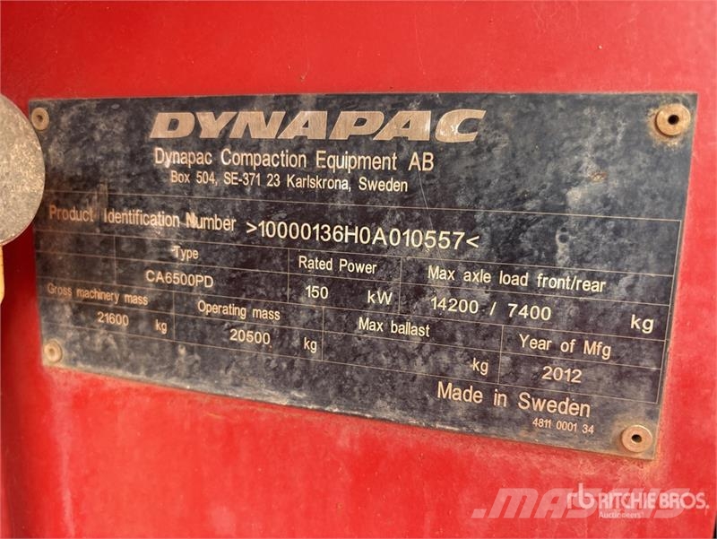 Dynapac CA6500PD Padfoot Drum Compactor Valjci sa jednim bubnjem