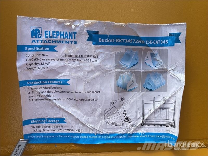 Elephant Attachments 1800 mm Q/C Digging Excavator Buckets