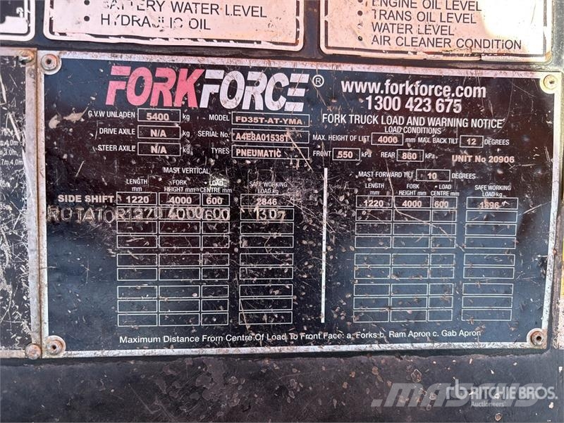 Enforcer FD35T-AT-YMA 4x2 Rough Terrain Forklift Навантажувачі підвищеної прохідності