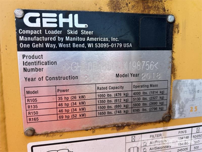 Gehl R165 Skid Steer Loader Skid steer loaders