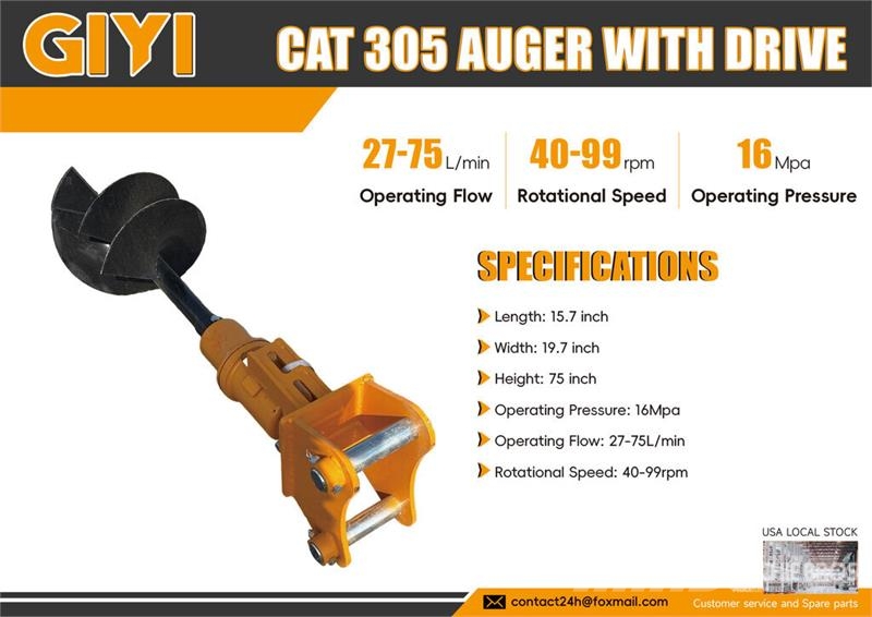 GIYI 16 in Cat 305 Excavator Auger (Unused) Drills