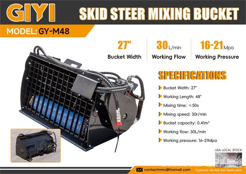 GIYI GY-MB27 27 in Skid Steer Concrete Mixer (Unus Concrete/mortar mixers