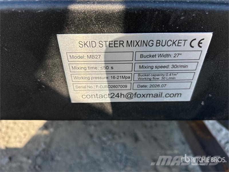 GIYI GY-MB27 27 in Skid Steer Concrete Mixer (Unus Concrete/mortar mixers