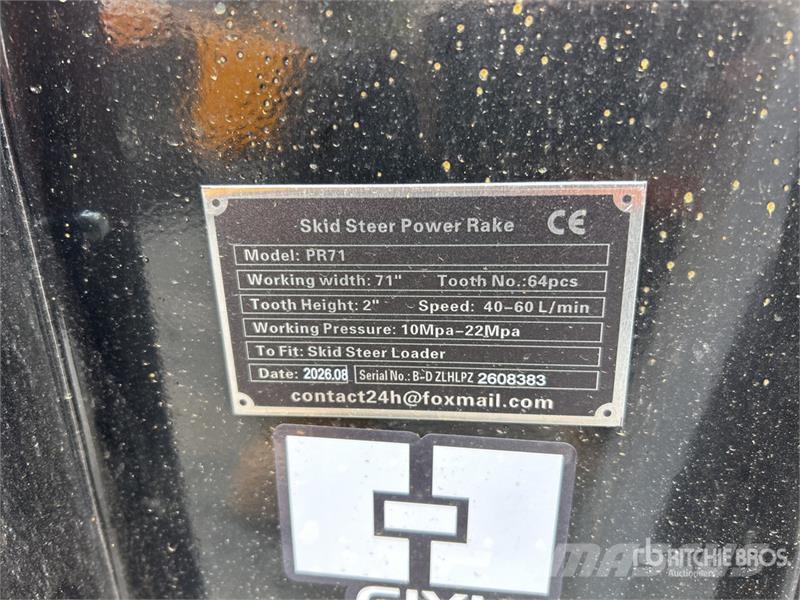  GIYI GY-PR71 71 in Skid Steer Power Rake (Unused) Rastrilladoras y rastrilladoras giratorias