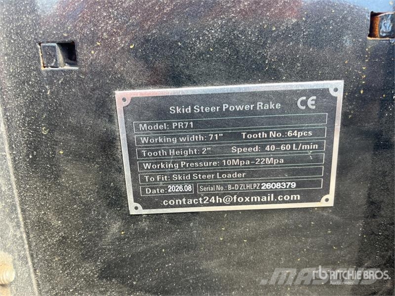 GIYI GY-PR71 71 in Skid Steer Power Rake (Unused) Граблі і сінозворушувачі