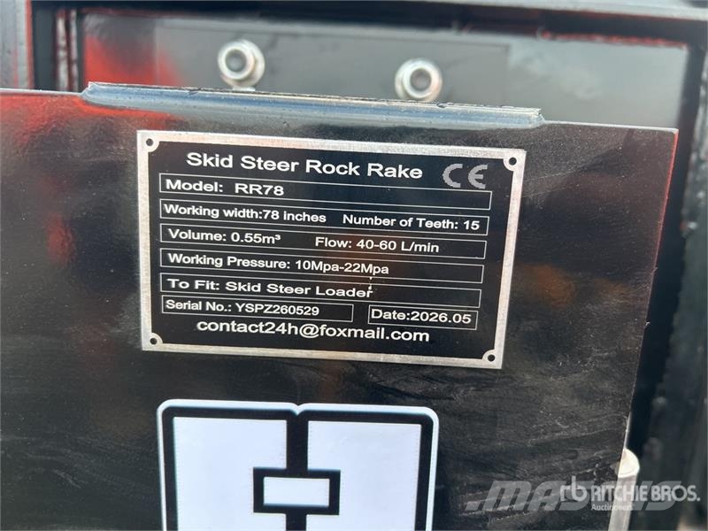 GIYI GY-RR78 78 in Skid Steer Rock Rake (Unused) Other components
