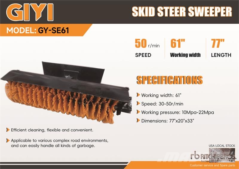 GIYI GY-SE61 61 in Skid Steer Broom (Unused) Süpürgeler