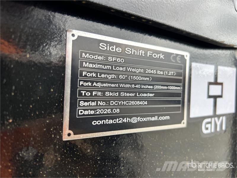 GIYI GY-SF60 60 in Skid Steer Forks (Unused) Widły