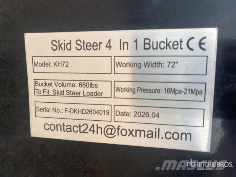  GIYI KH72 1800 mm Multi-Purpose Skid Steer Bucket  Buckets