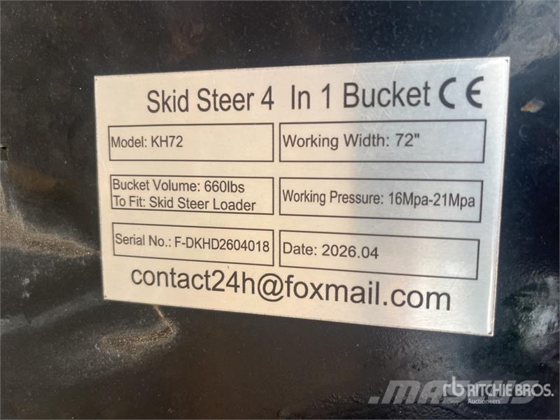  GIYI KH72 1800 mm Multi-Purpose Skid Steer Bucket  Buckets