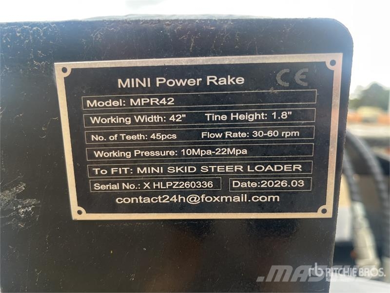 GIYI MPR42 620 mm Mini Skid Steer Power Rake Vaalutid ja kaarutid
