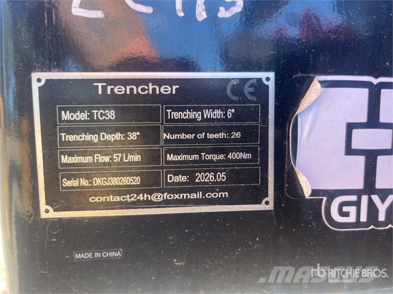  GIYI TC38 1150 mm Skid Steer Trencher (Unused) Árokásók
